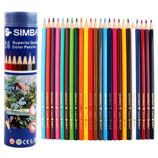 Picture of Wooden coloring pencils 24 Color in a cylindrical Box - Simba 9801-24