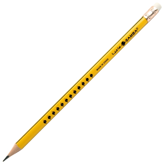 Image de Crayon en bois jaune avec gomme HB2 Samba Modèle L-43189