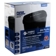 Bild von 12 Blatt Kreuzschnitt Papier- und Kreditkarten-Schredder Schwarz - Simba SB412A-CD