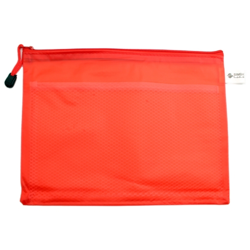 Picture of Plastic Zipper Folder with Mesh Divider Red A4 - Simba