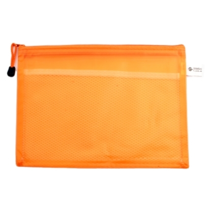 Picture of Orange Mesh Zipper Plastic Folder- Simba.