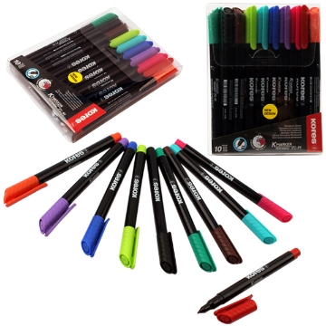 Show details for Marker set, Fine Tip 10 colors, Kores Model 22141 Picture of Marker set, Fine Tip 10 colors, Kores Model 22141