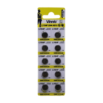 Show details for Round Battery Stone 1.5 V 5.4 x 11.6 mm LR44- Vinnic Alkaline L1154F Picture of Round Battery Stone 1.5 V 5.4 x 11.6 mm LR44- Vinnic Alkaline L1154F