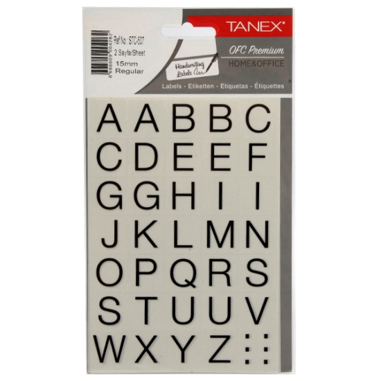 Image de Autocollants Lettres Anglaises, Police Standard, 2 Feuilles, 15mm, 20 g - Tanex STC-507