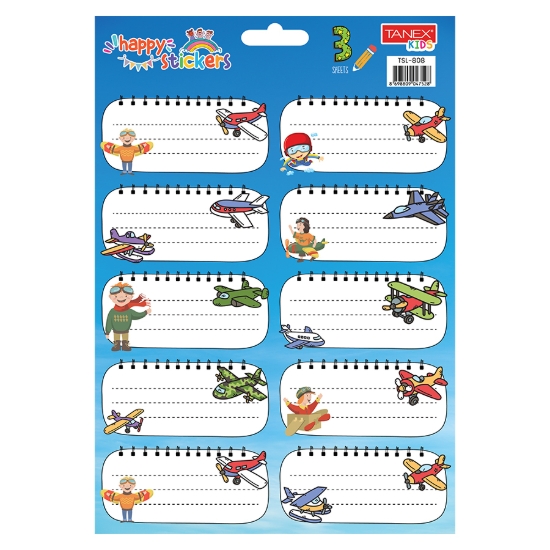 Image de Billets d'école turcs, différentes formes pour garçons, 10 pièces, 3 feuilles de couleurs - Tanex TSL-808