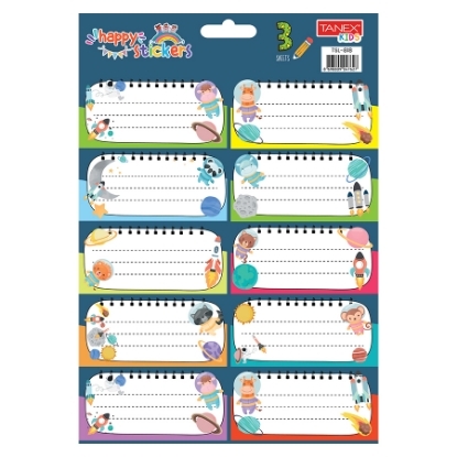 Picture of Turkish School Tickets For Boys Different Shapes 10 Pieces Colors 3 Sheets - Tanex TSL-818