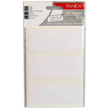 Agrandir l'image de Étiquettes manuscrites, Blanches Rectangulaires 10 Feuilles 3 Rectangles, 100 x 48 mm A5 - Tanex OFC-122 Image de Étiquettes manuscrites, Blanches Rectangulaires 10 Feuilles 3 Rectangles, 100 x 48 mm A5 - Tanex OFC-122