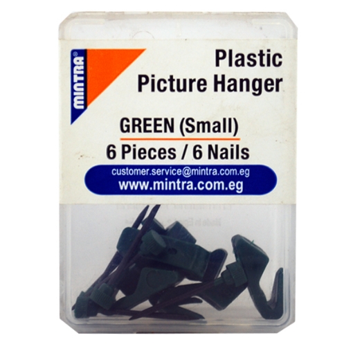 Picture of Plastic Hanger Green Small Pack of 6 Hanger 6 Nails - Mintra 96460