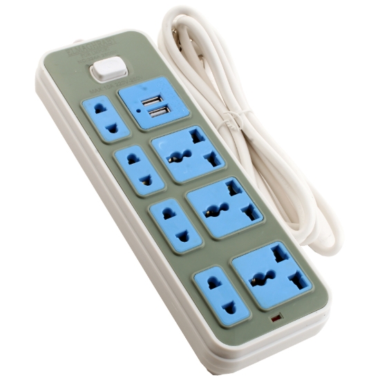 Bild von Elektrische Steckdosenleiste 8 Anschlüsse 16 Ampere 3m Elmaghraby Modell 234