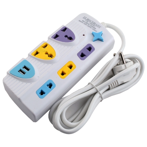 Picture of Electrical strip 3 dual ports + 2 triple ports + 2 USB ports