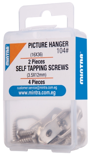 Picture of Metal Hanger 36 x 16 mm + Self Tapping Screws 3.5 x 12 mm - Mintra 94479