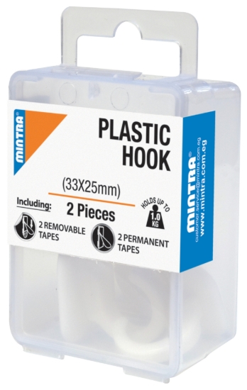 Picture of عليقة بلاستيك قطعتين 33 *25 مم لون أبيض تتحمل حتى وزن 1KG – منترا