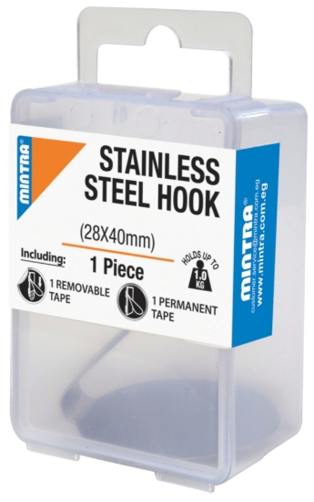 Imagen de Gancho de Acero Inoxidable 1 Pieza 28*40mm Color Negro Soporta hasta 1KG - Mintra