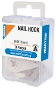 Bild von Kunststoffhaken mit Nagel 3 Stück 40 * 18 mm Weiße Farbe Hält bis zu 3 kg - Mintra