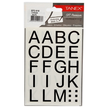 Show details for English Letters Sticker, Regular Font, 2 Sheets, 24 mm, 20 g - Tanex STC-515 Picture of English Letters Sticker, Regular Font, 2 Sheets, 24 mm, 20 g - Tanex STC-515
