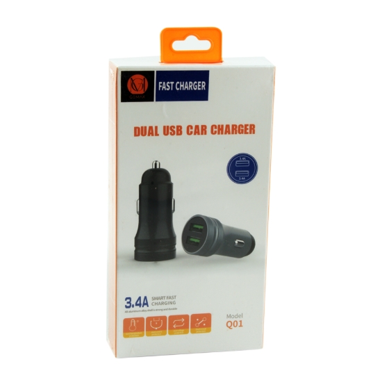 Image de Chargeur de voiture G-MAX USB à double sortie Modèle Q01