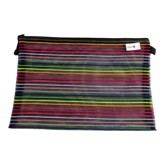 Bild von Tasche mit Reißverschluss Schwarz gestreift Größe B4 Simba Modell QCD-B4