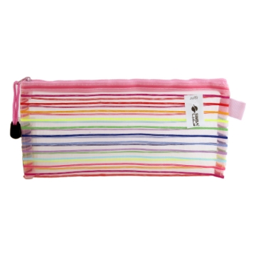 Zeige Details für Tasche mit Reißverschluss pink gestreift Größe A6 Simba Modell QCD-A6 Bild von Tasche mit Reißverschluss pink gestreift Größe A6 Simba Modell QCD-A6