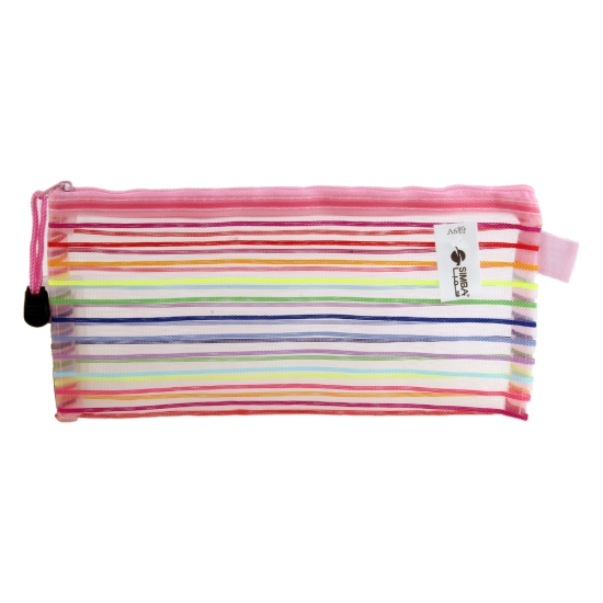 Bild von Tasche mit Reißverschluss pink gestreift Größe A6 Simba Modell QCD-A6