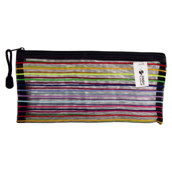 Bild von Tasche mit Reißverschluss Schwarz gestreift Größe A6 Simba Modell QCD-A6