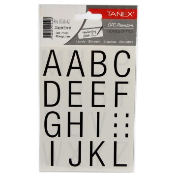 Show details for Sticker letters normal font Black 2 Sheets 30 mm - Tanex Picture of Sticker letters normal font Black 2 Sheets 30 mm - Tanex
