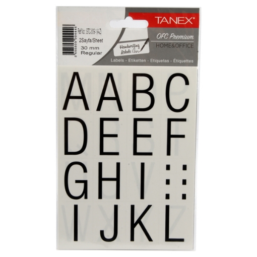 Picture of Sticker letters normal font Black 2 Sheets 30 mm - Tanex