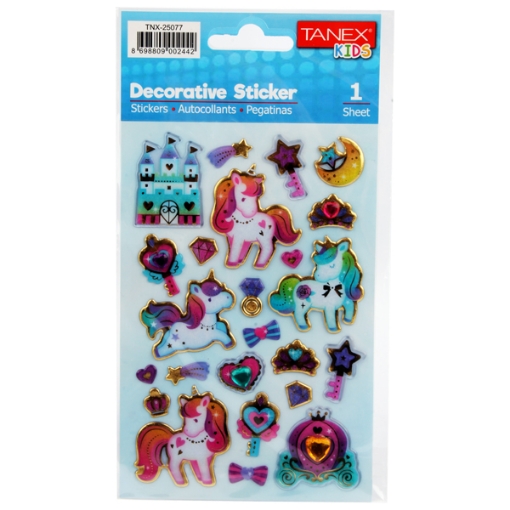 Picture of 3D Sticker Unicorn Colored 1 Sheet 20 gm - Tanex 25077