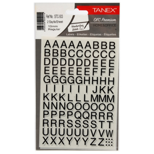 图片 英文字母贴纸 常规字体 2张 10毫米 黑色 - Tanex STC-503