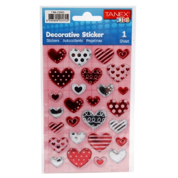 Show details for 3D Sticker Hearts Colored 1 Sheet - Tanex 25003 Picture of 3D Sticker Hearts Colored 1 Sheet - Tanex 25003