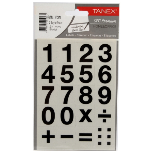 图片 黑色粗体数字贴纸 2张 24毫米 20克 - Tanex