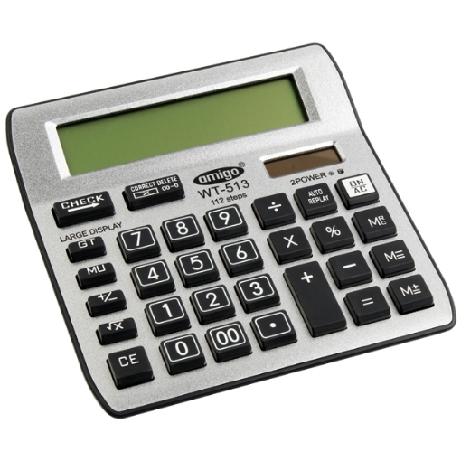 Picture of Silver 12 Digits Office Calculator - Amigo WT - MI 513