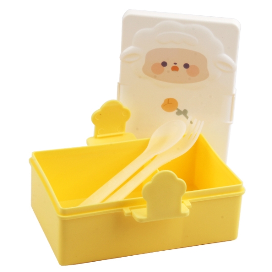 图片 紧密盖午餐盒，分隔式便携箱 2 + 叉子和勺子 - AP-5