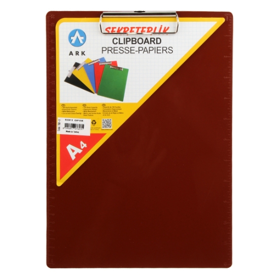 Bild von Schreibtafel (Blanchetta) mit Papierclip, weiche braune Kunststofffarbe, A4 - Ark 7603