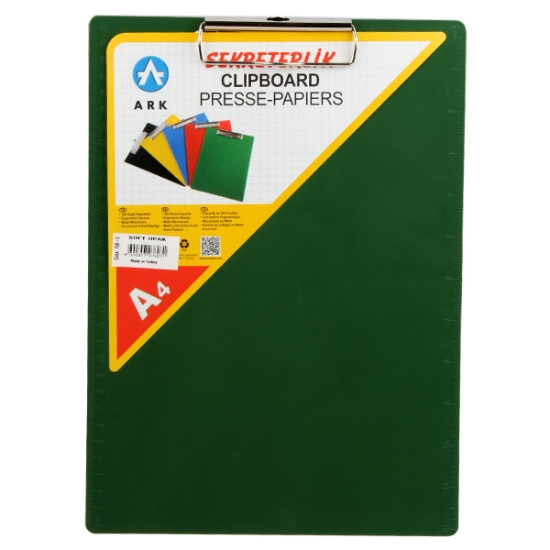 Bild von Schreibtafel (Blanchetta) mit Papierclip, weiche grüne Kunststofffarbe, A4 - Ark 7603