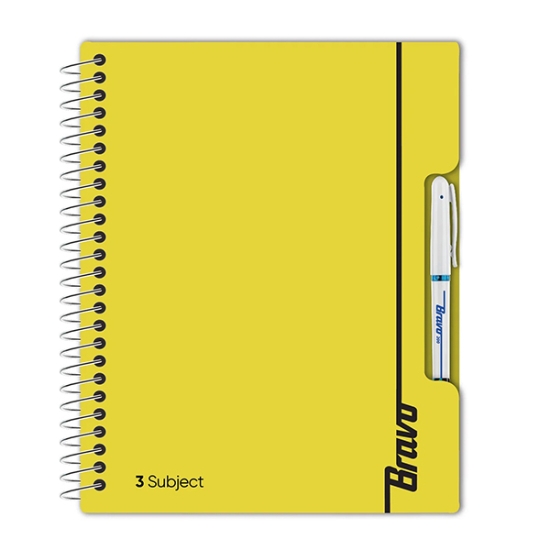 Bild von Drahtgebundenes Notizbuch, 126 Blätter mit 3 Trennblättern, weißes Papier A4 140 g/m², Größe 27,3 * 19,8 * 2 cm, Cover aus Polypropylen - Bravo