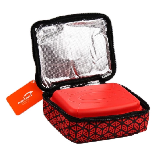 Image de Sac à lunch triangle rouge chaud + boîte à lunch, 1,4 L, 16 x 19 cm - Mintra