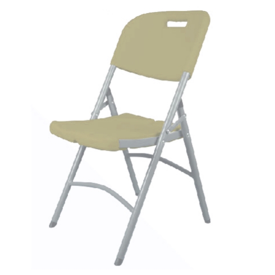Imagen de Silla de plástico beige con marco de metal plegable 0185