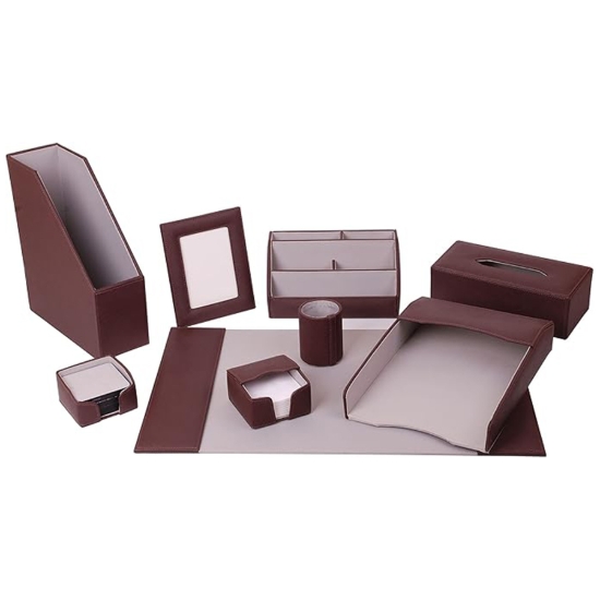 Bild von Leder Büromaterialset 10 Teile Braun - Mantra Modell 06195