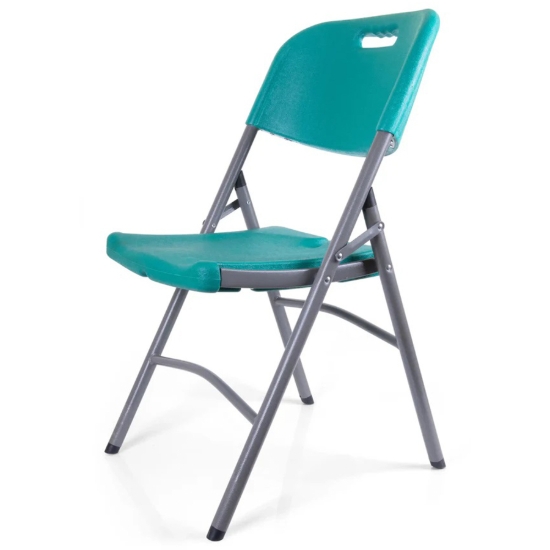 Imagen de Silla de plástico con marco de metal plegable color verde aqua Modelo 0190