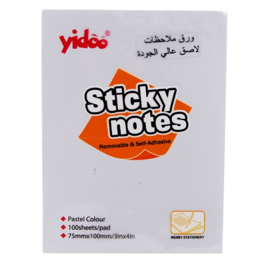 Picture of Sticky Note Plain 100 sheets pastel light blue color size 7.5 cm x 10 cm Yidoo model SN3626