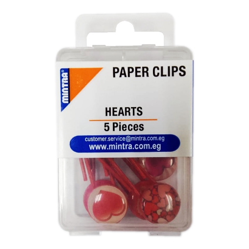 Picture of Mintra Colorful Heart Shape Pin Clip Plastic Box - Pack of 5 Pins - Model 96497