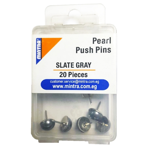 Picture of Pearl Push Pins Box 20 Pieces Slate Gray Z52 - Mintra 95659