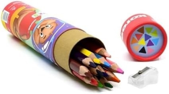 Picture of ألوان خشب مثلث 12 لون علبة كرتون أسطوانية + براية