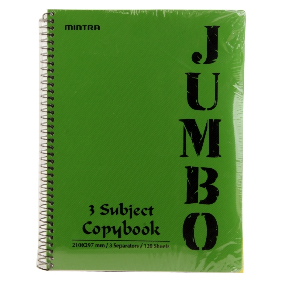 Picture of University notebook Siyas Jumbo Wire 120 sheet Plastic Cover 3 Divider A4, Mintra