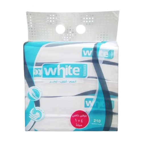 Picture of A package of tissues mega pack of tissues, 210 tissues, 4 pieces + 1 gift White