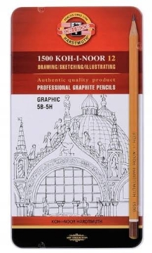 Show details for Koh-I-Noor Set of 12 Pencils 5B-5H Grades Hexagonal Graphic Tin Box Model 1502/111 Picture of Koh-I-Noor Set of 12 Pencils 5B-5H Grades Hexagonal Graphic Tin Box Model 1502/111