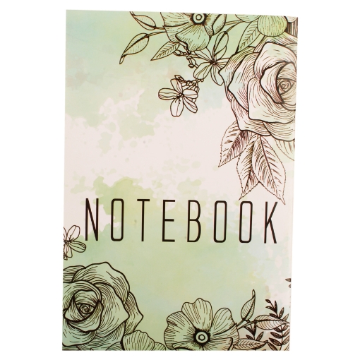 Picture of University Notebook stapler Pin Page and Page square Green rose design Couche Cover 100 Sheets A4 Extra Line