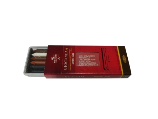 Picture of Gioconda Charcoal Pencil Set 6 Pieces 5.6mm - Plastic Case - Koh-I-Noor