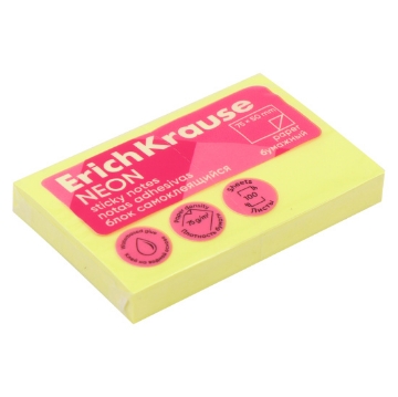 Show details for Erich Krause Sticky Notes - Neon Yellow 50x75mm 100 Sheets - Model 61687 Picture of Erich Krause Sticky Notes - Neon Yellow 50x75mm 100 Sheets - Model 61687