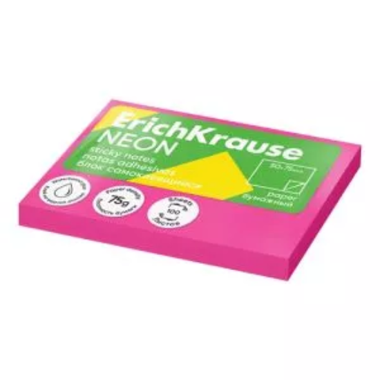 Picture of Erich Krause Sticky Notes - Neon Pink 50x75mm 100 Sheets - Model 61690